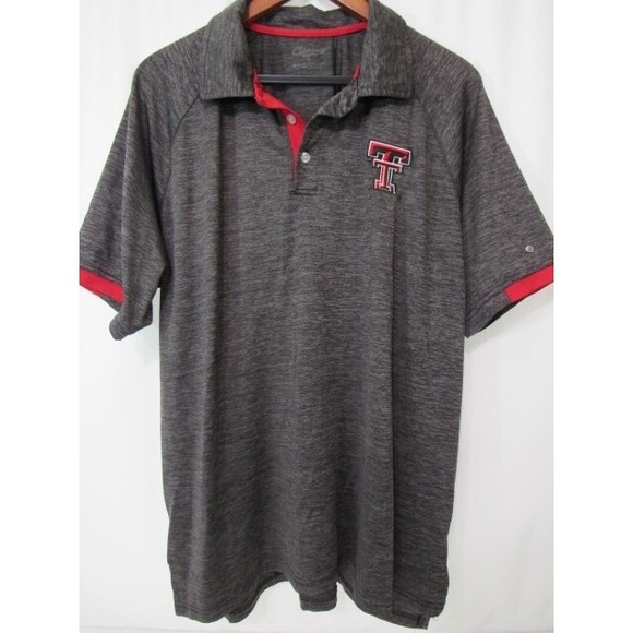 Colosseum Athletics Other - Texas Tech Colosseum Sportswear Gray Red Trim Polyester Polo Shirt Sz XL